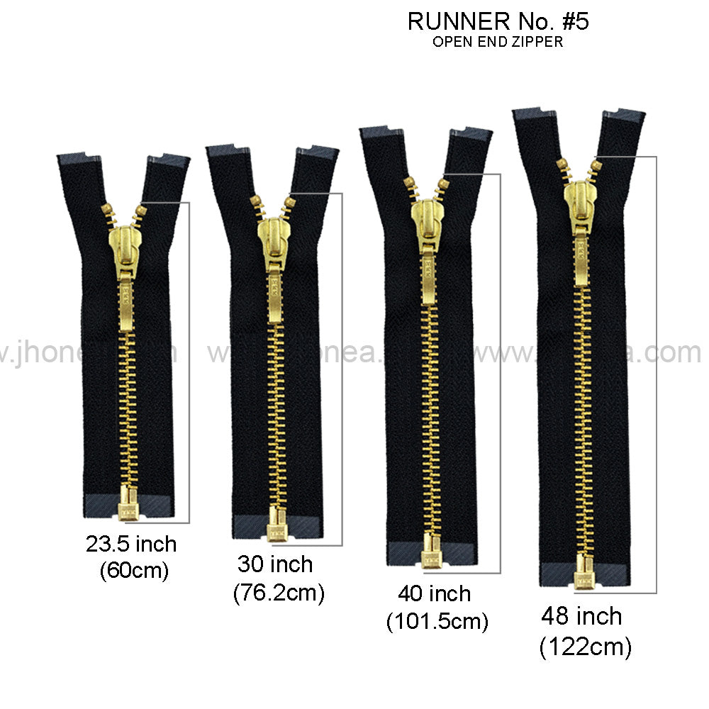 YKK- #5 Quality Designer Gold with Black/White YKK Metal Zipper for Jackets
