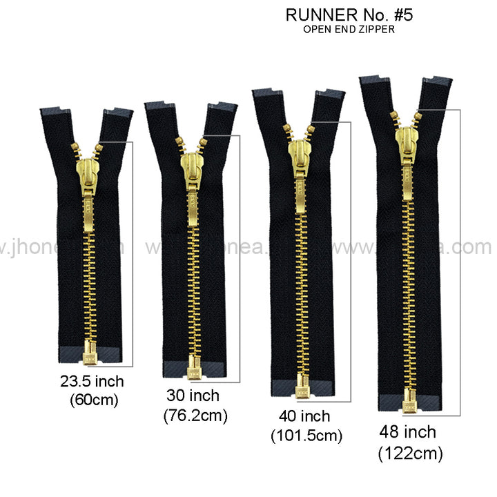 YKK- #5 Quality Designer Gold with Black/White YKK Metal Zipper for Jackets