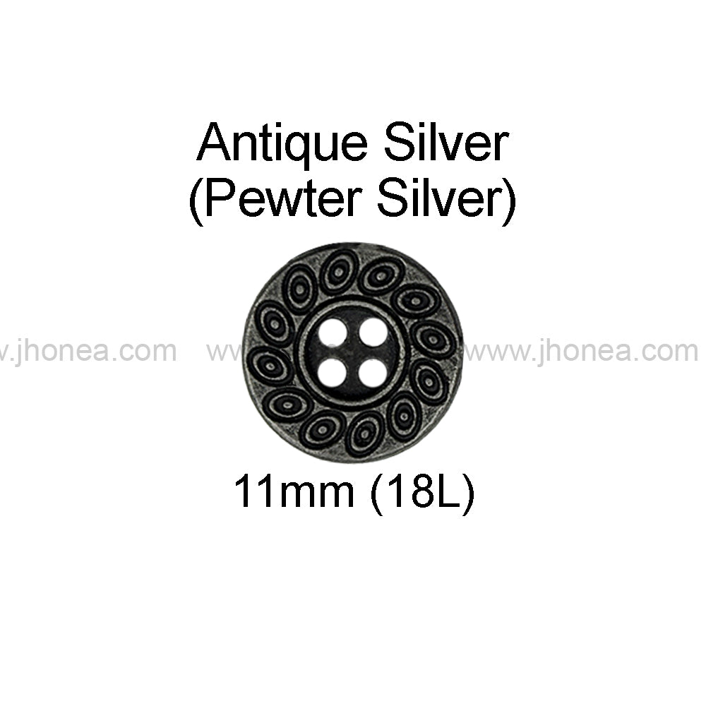 Beautiful Eye-Catching Engraved Design 4-Hole Metal Buttons