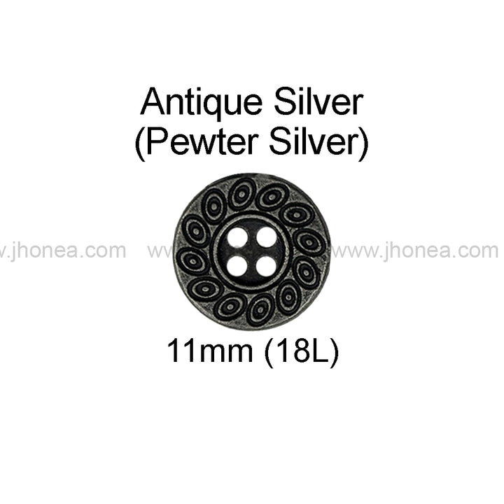 Beautiful Eye-Catching Engraved Design 4-Hole Metal Buttons