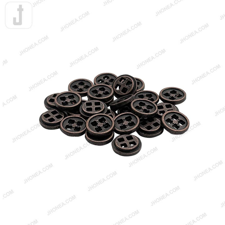 Versatile 10mm Round Shape 4 Hole Alloy Metal Buttons