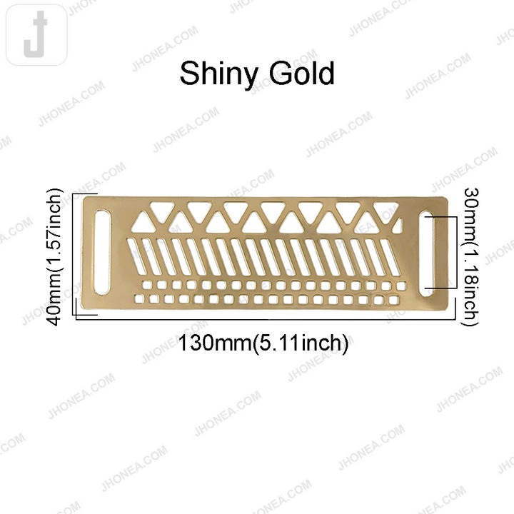 Shiny Gold Rectangle Cutwork Design Metal Plate Fashion Hardware