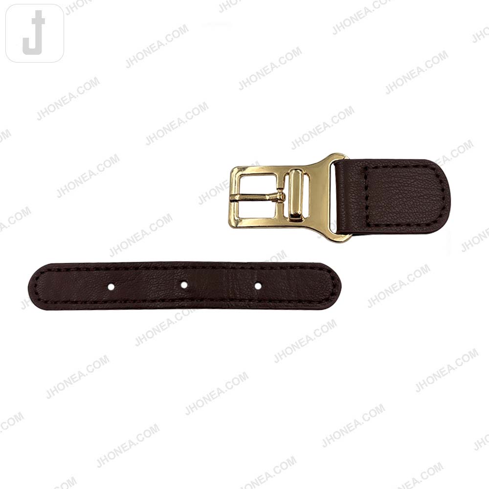Fashionable Shiny Gold Buckle with Prong PU Belt