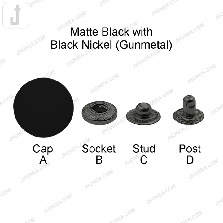 Smooth Round Plastic 4-Part Snap Button Fasteners
