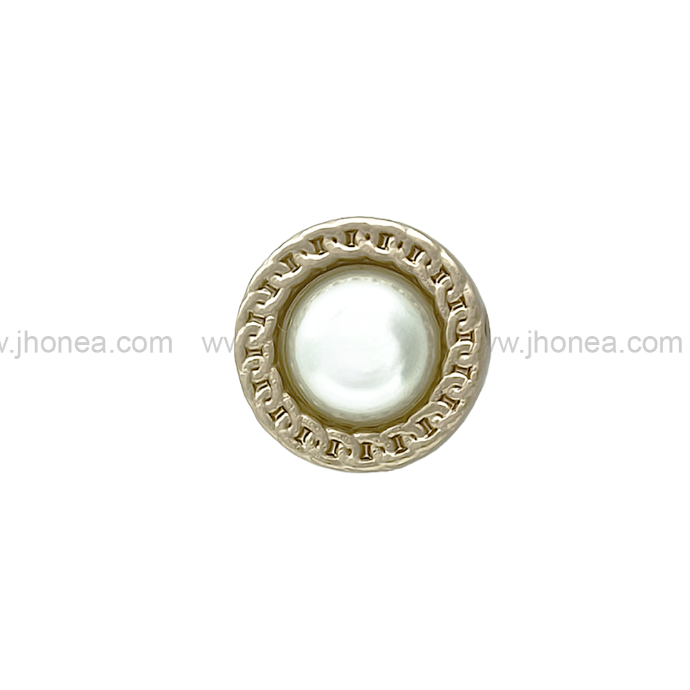 Matte Gold Round Shape with Chain-Like Design Rim Pearl Button