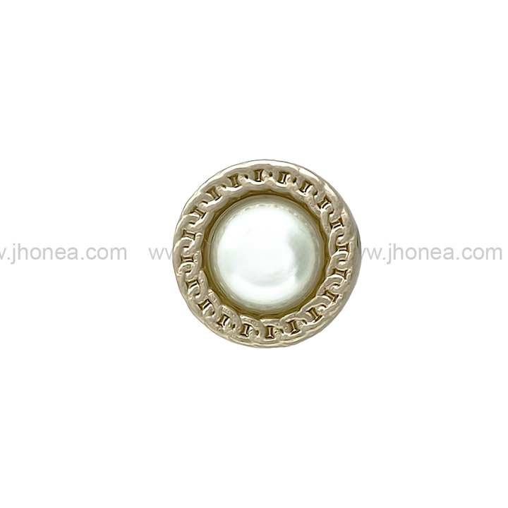 Matte Gold Round Shape with Chain-Like Design Rim Pearl Button