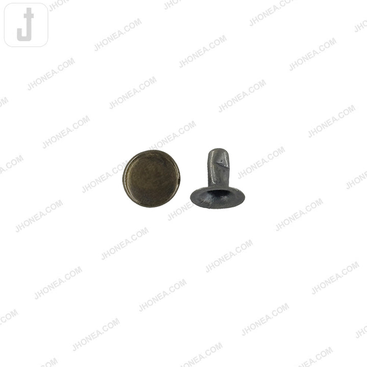 Solid Brass Flat Rivets Shiny Black Nickel Gunmetal Finish for Leather Goods, Denim and Accessories