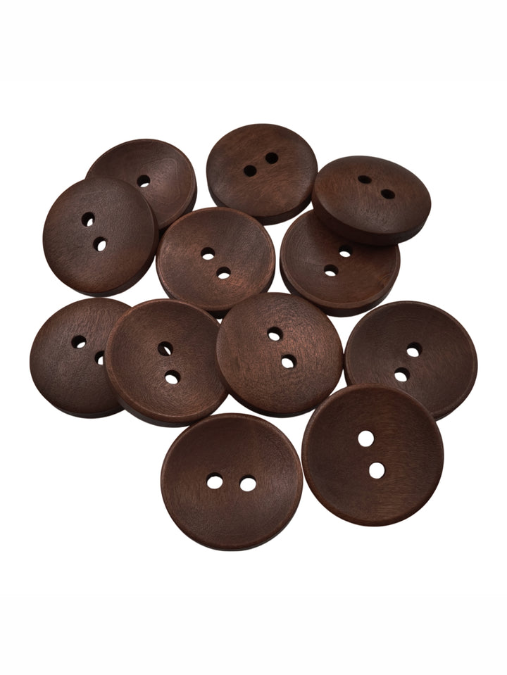 Brown Chic Round Shape 2-Hole Hollow Wooden Buttons