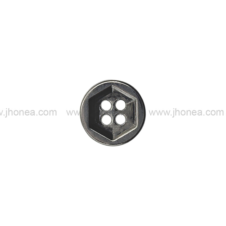 Solid Design Geometric Pattern 4-Hole Black Nickel (Gunmetal) Metal Shirt Buttons