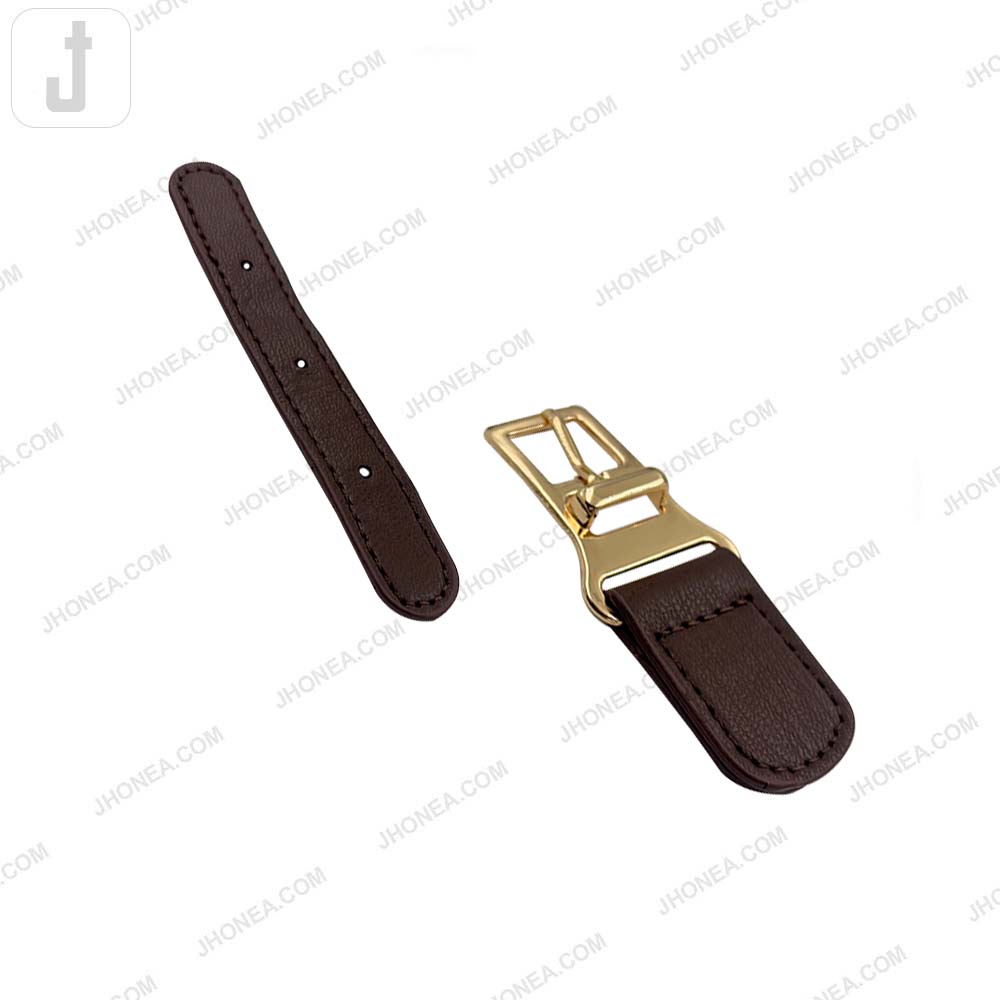 Fashionable Shiny Gold Buckle with Prong PU Belt