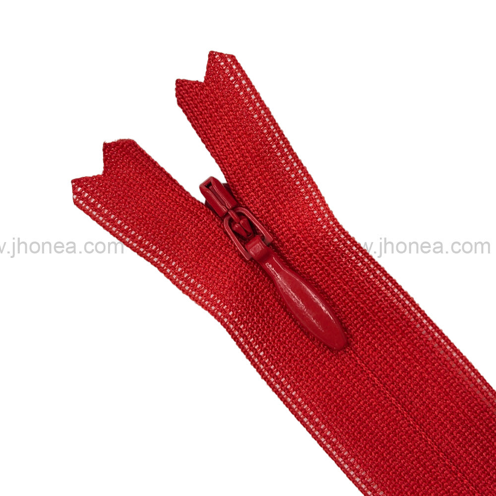 YKK #2 Invisible Closed-End Red Concealed Zipper 18 Inch