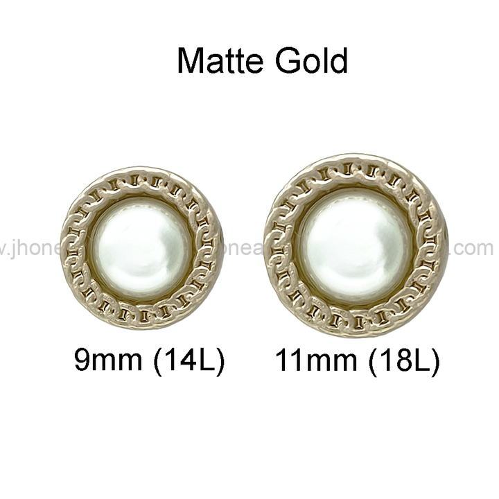 Round Shape with Chain-Like Design Rim Pearl Button