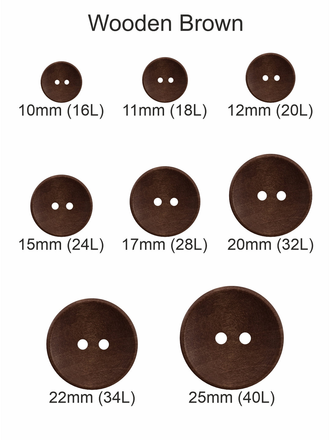 Brown Chic Round Shape 2-Hole Hollow Wooden Buttons