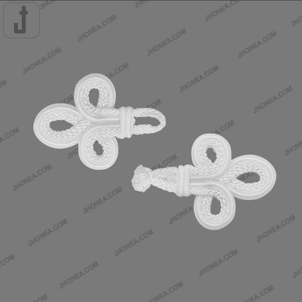 Decorative Designer white Braided Frog Closure Coat Toggles Fastener