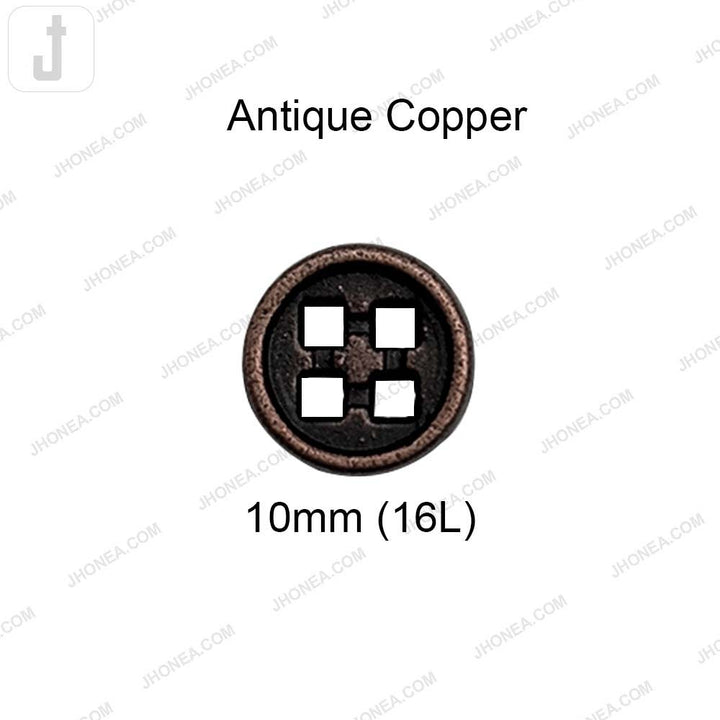Versatile 10mm Round Shape 4 Hole Alloy Metal Buttons