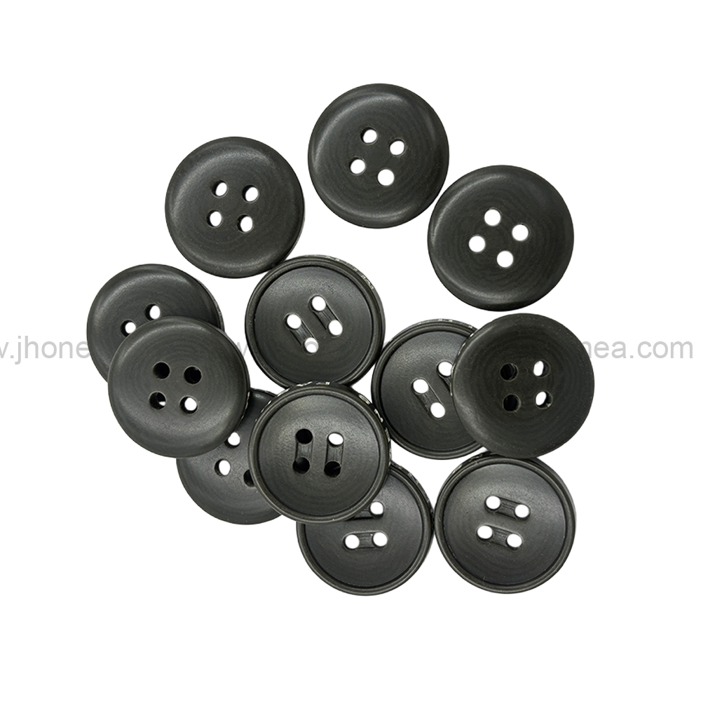 Olive Green 4 Hole Polyester Buttons with Engraved Mens Fashion Design