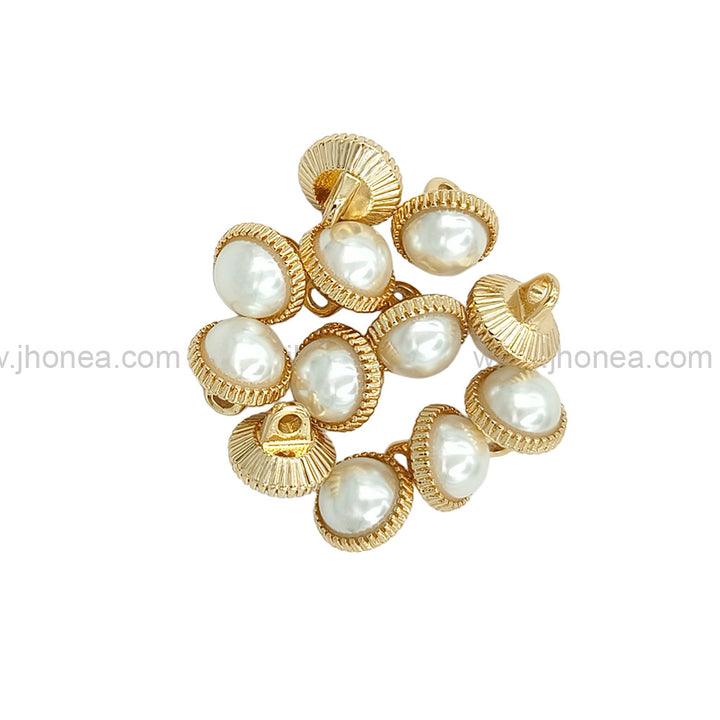 Shiny Gold Round Shape 10mm(16L) Pearl Metal Shank Button