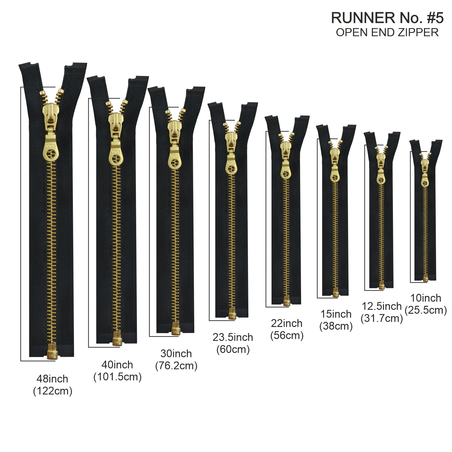 YKK- Premium #5 Gold Fancy YKK Zipper for Clothing – JHONEA