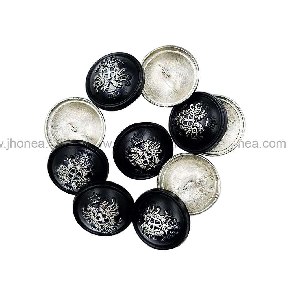 Matte Black Designer Round Shape Engraved Shank Metal Button