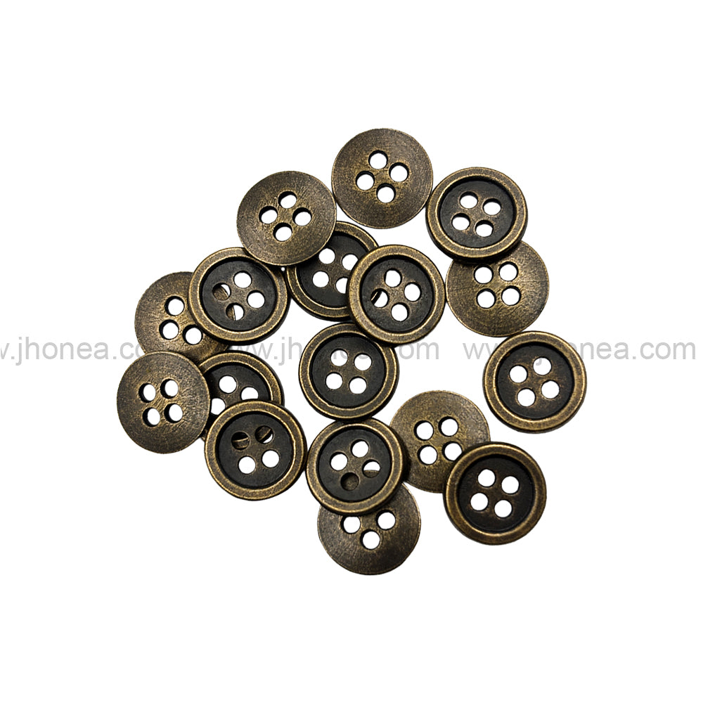 12mm(20L) Classic Antique Brass Finish 4-Hole Shirt/Kurta Metal Buttons
