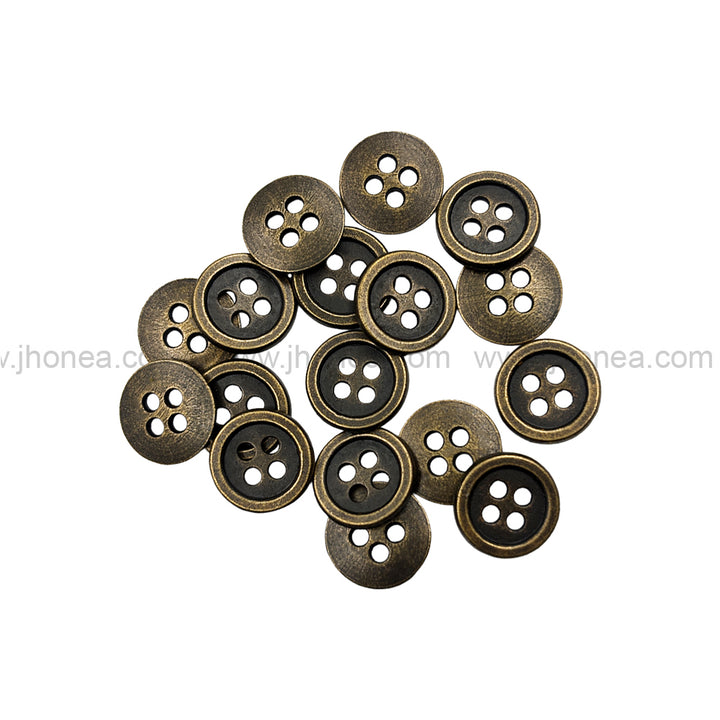 12mm(20L) Classic Antique Brass Finish 4-Hole Shirt/Kurta Metal Buttons