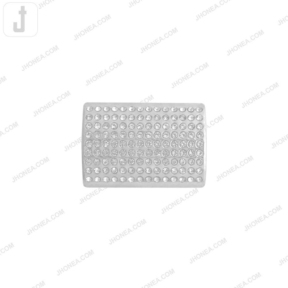 Shiny Silver Rectangle Diamond Buckle for Garments