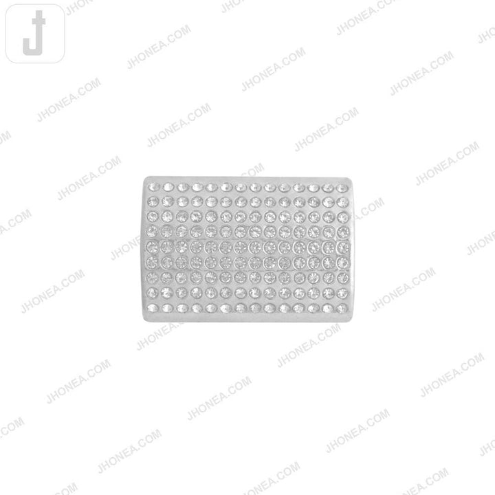 Shiny Silver Rectangle Diamond Buckle for Garments