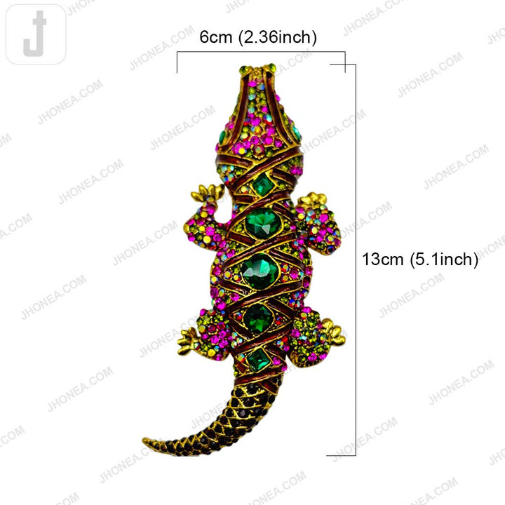 Exquisite Multicolor Crocodile Brooch Pin Bold Statement Jewelry for Clothing