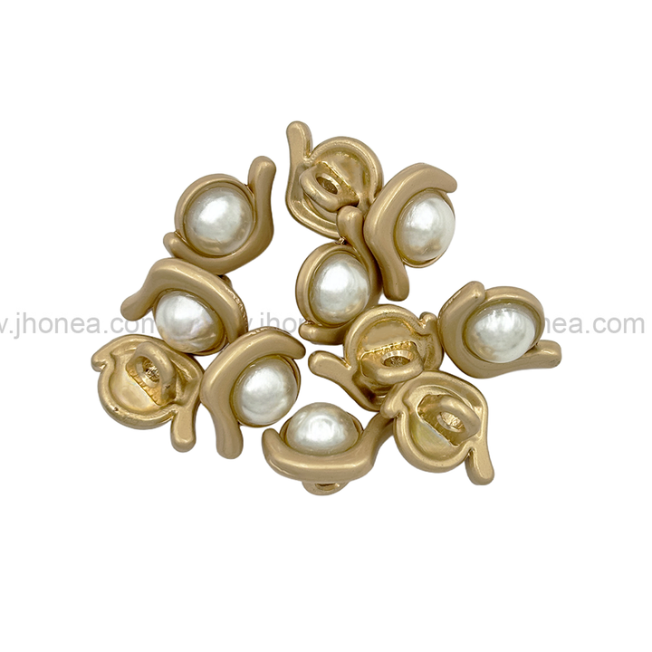 Matte Gold Decorative Pearl Button with Downhole Loop