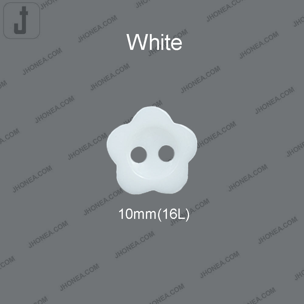 Flower Shape White Polyester 2-Hole Decorative Shirt Buttons