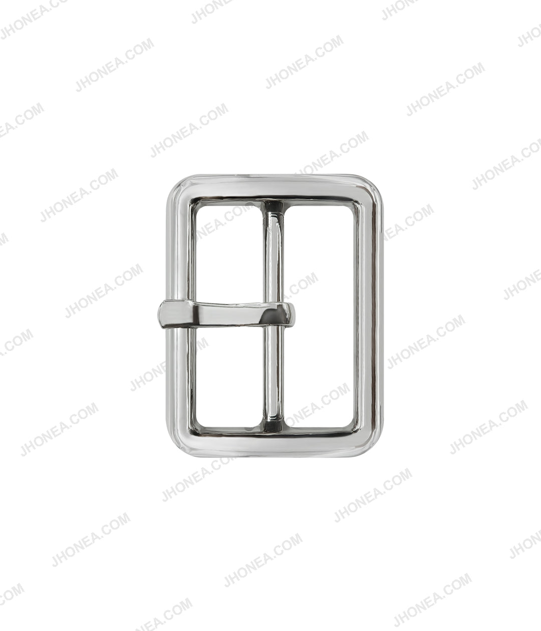 Premium Rectangle Smooth Shiny Silver Finish Metal Prong Belt Buckle