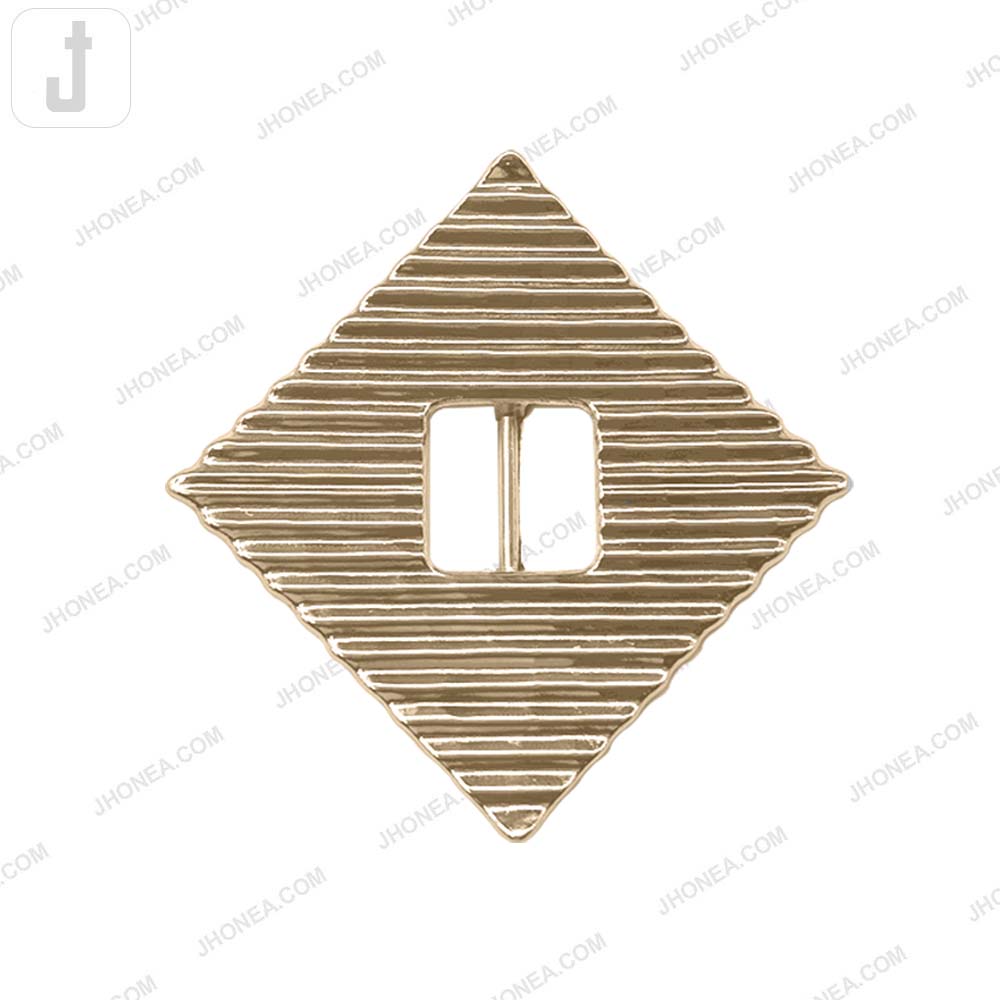 Geometric Shiny Gold Line Texture Metal Buckle for Clothing Accessories