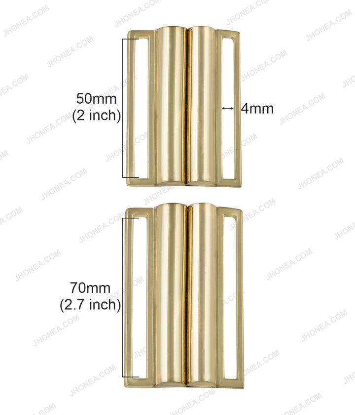 Shiny Gold Color 2 Part Easy Open-Close Clasp Belt Buckle