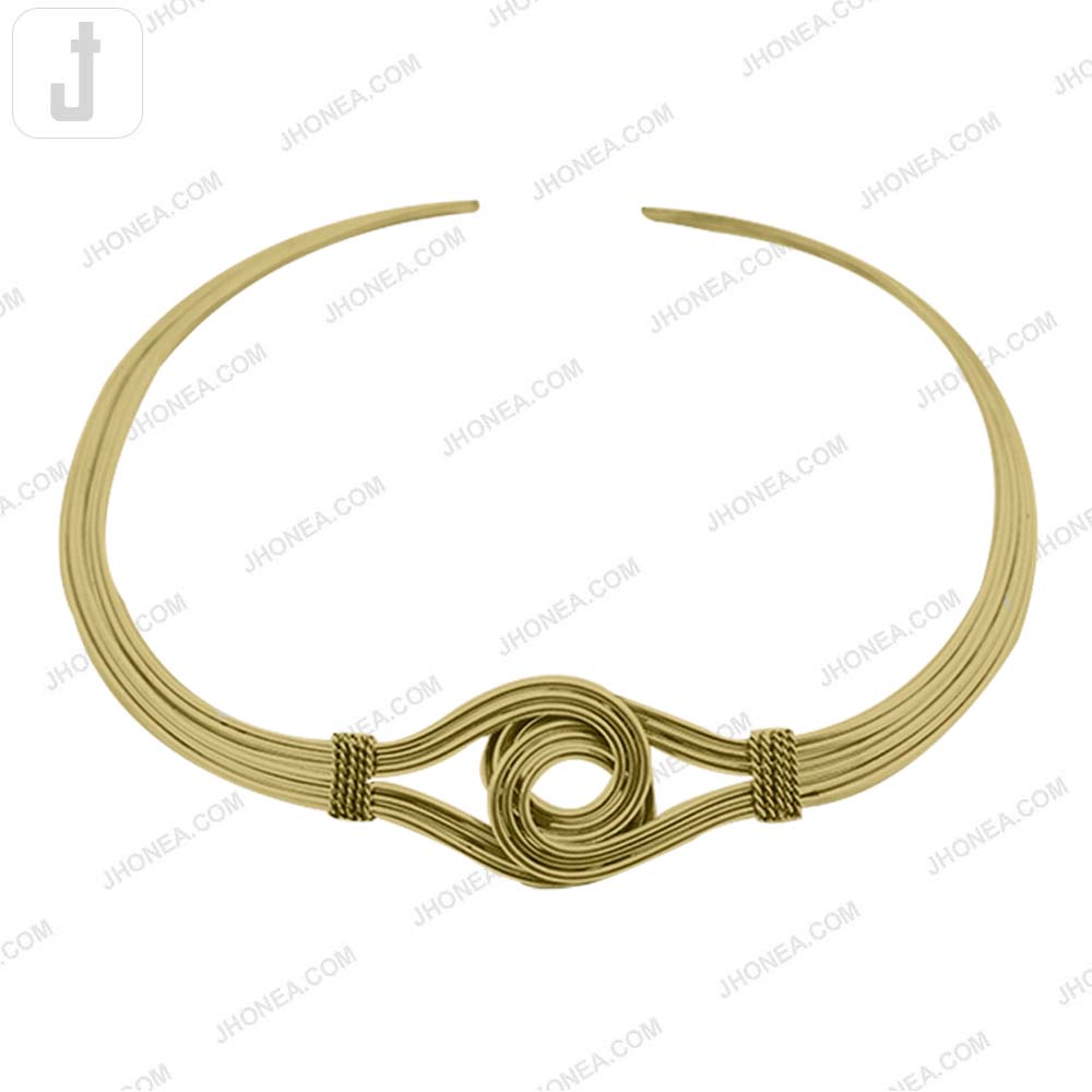 Elegant Open Collar Statement Spiral Torque Necklace