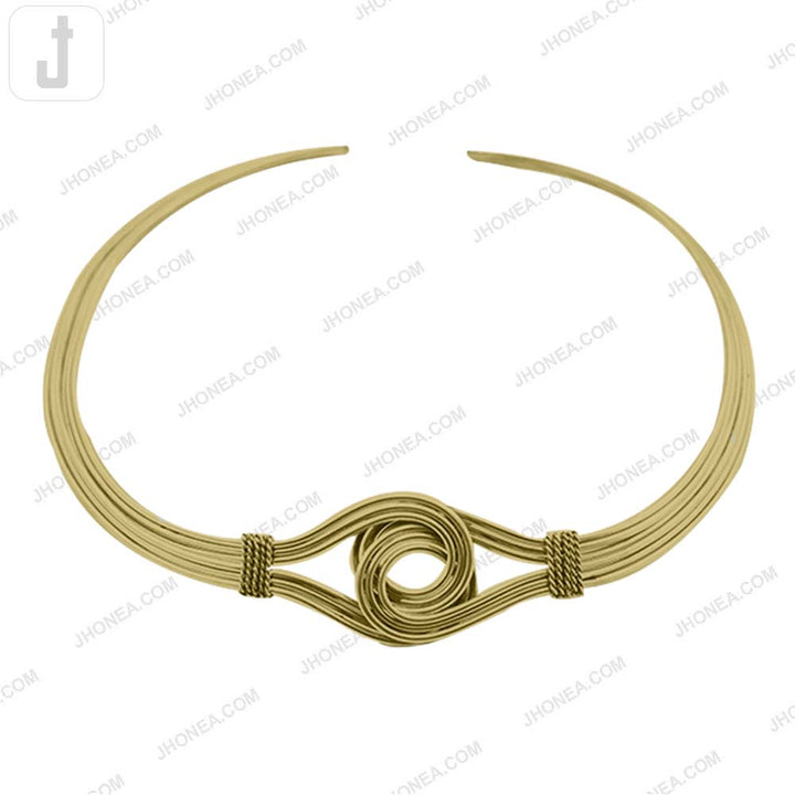 Elegant Open Collar Statement Spiral Torque Necklace