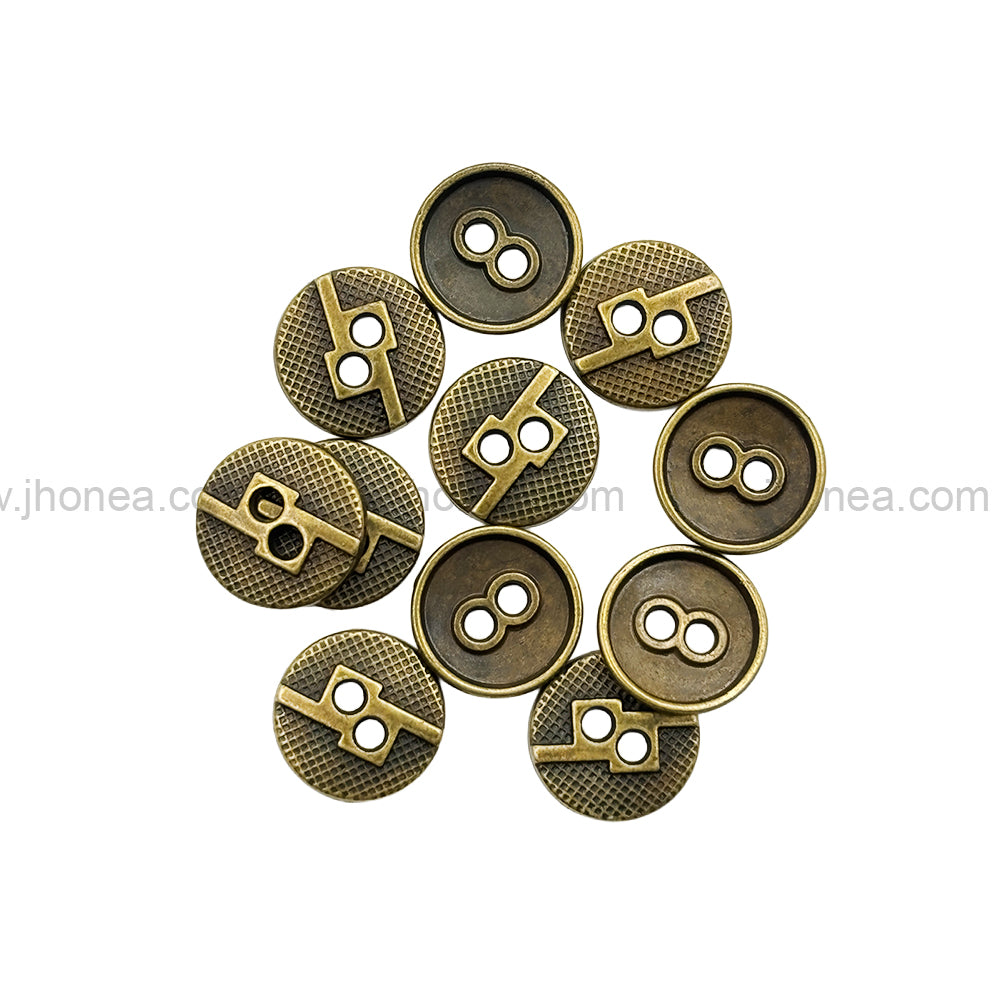 Square 2-Hole Round Shape Unique Surface Antique Brass Finish Shirt Buttons
