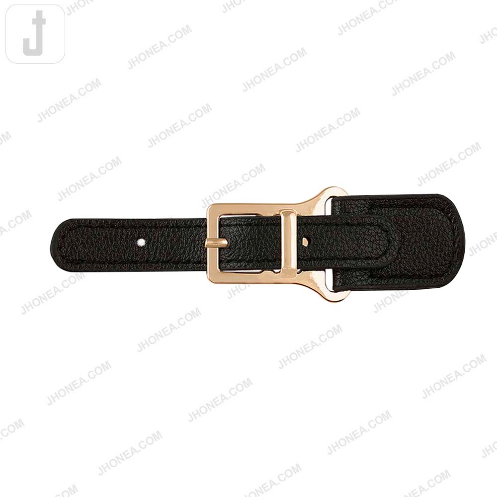 Fashionable Shiny Gold Buckle with Prong PU Belt
