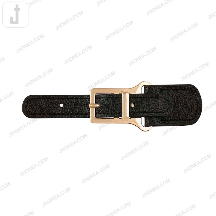 Fashionable Shiny Gold Buckle with Prong PU Belt