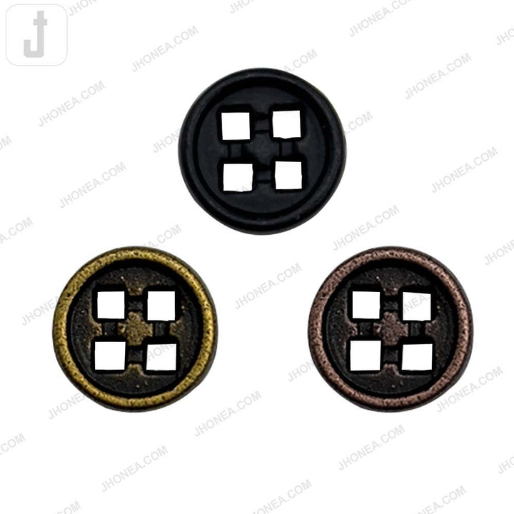 Versatile 10mm Round Shape 4 Hole Alloy Metal Buttons