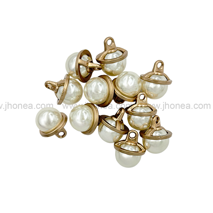 11mm (18L) Matte Gold Round Shape Pearl Metal Button