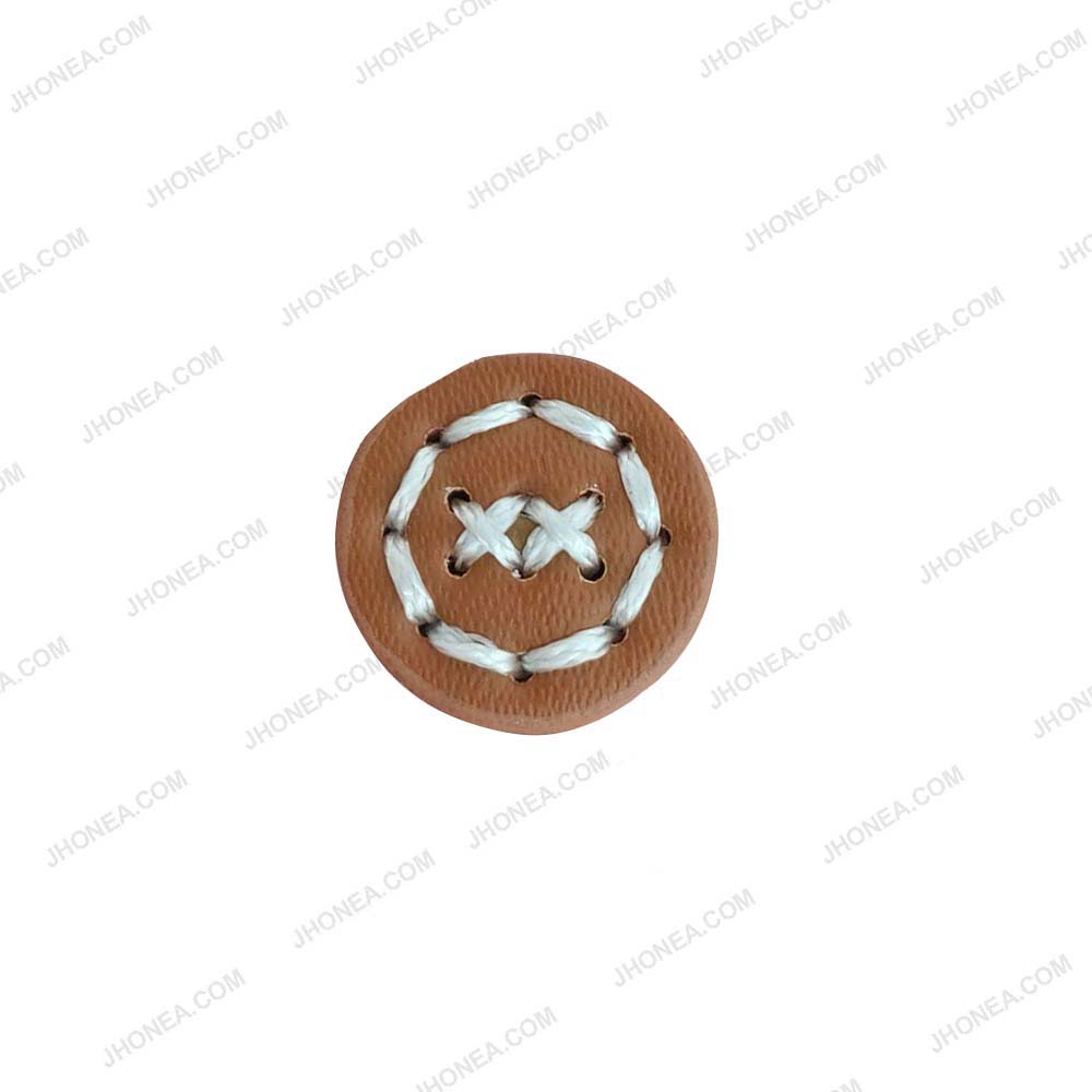 17mm Brown PU Leather Downhole Loop Buttons