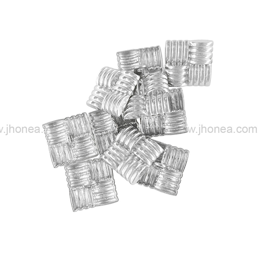 Eye-Catching Square Ribbed Design Shiny Finish Loop Shank Metal Button