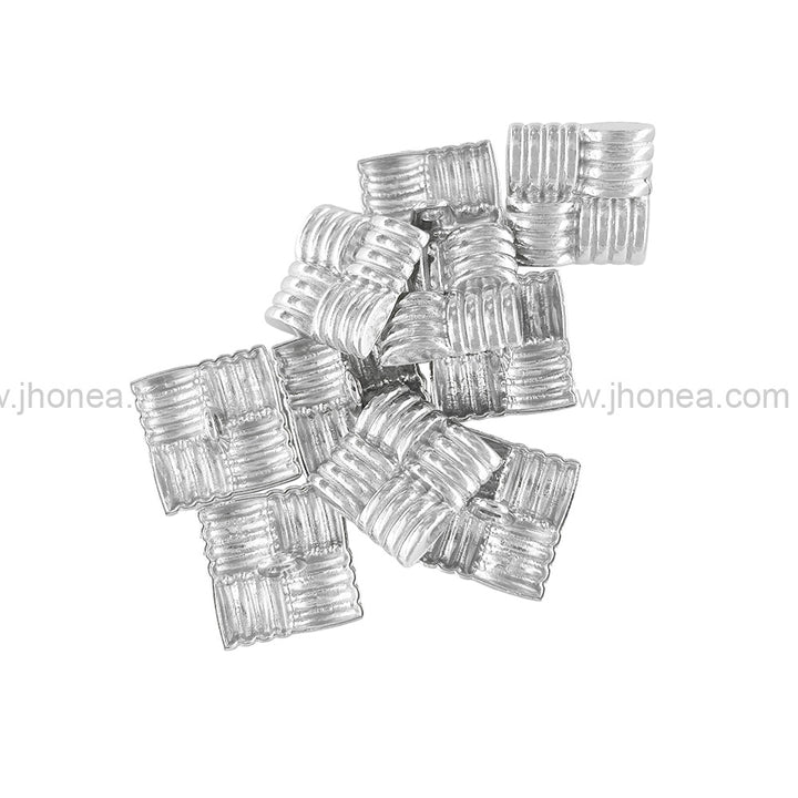 Eye-Catching Square Ribbed Design Shiny Finish Loop Shank Metal Button
