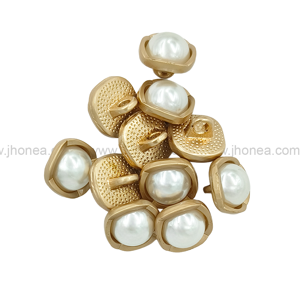 Rounded Square Shape Matte Gold Pearl Buttons