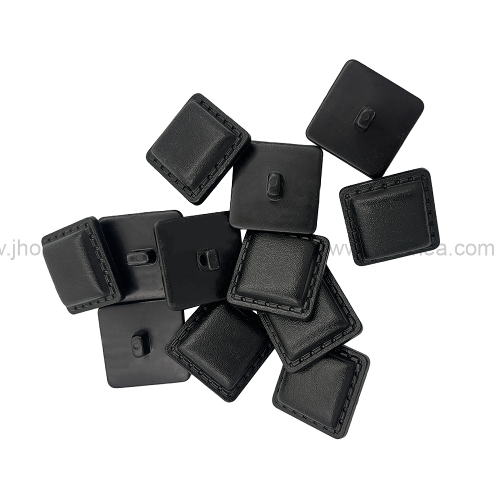 Square Shaped Classic Black ABS Plastic Back Loop Button