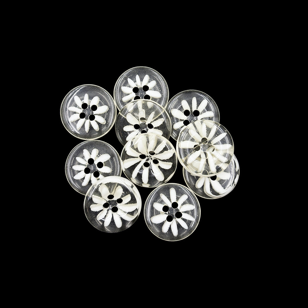 Stylish Transparent White 4 Hole Polyester Button