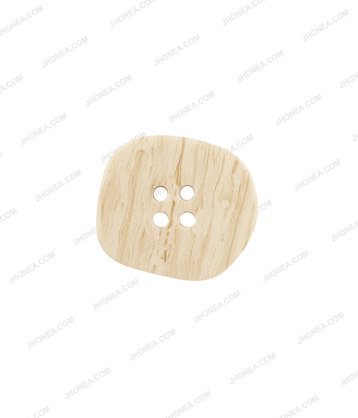 Uneven Shape Beige Color 4-Hole Decorative Poly Button