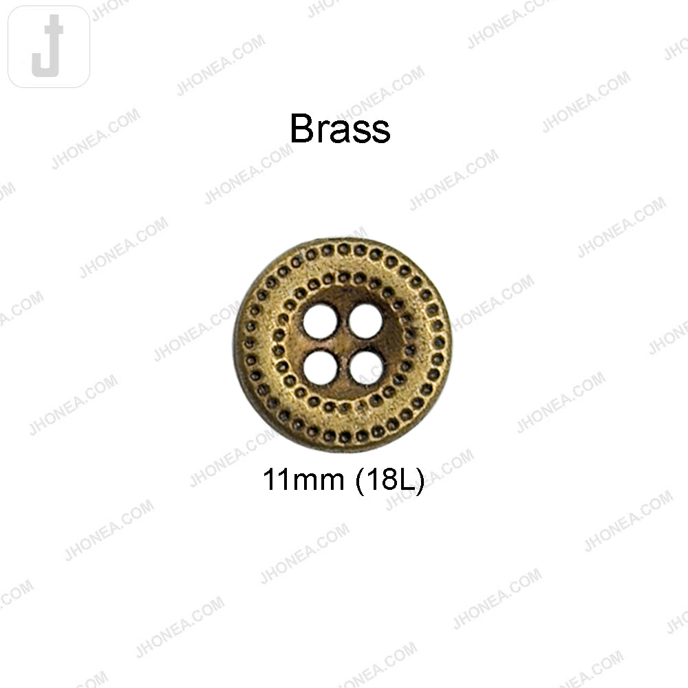 11mm Decorative 4-Hole Round Shape Metal Buttons