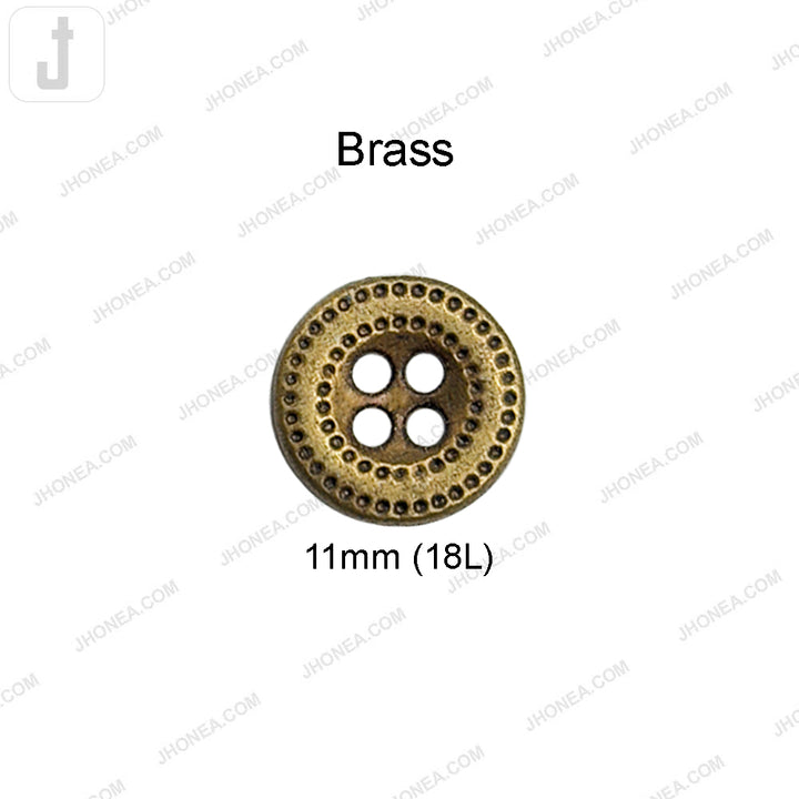 11mm Decorative 4-Hole Round Shape Metal Buttons