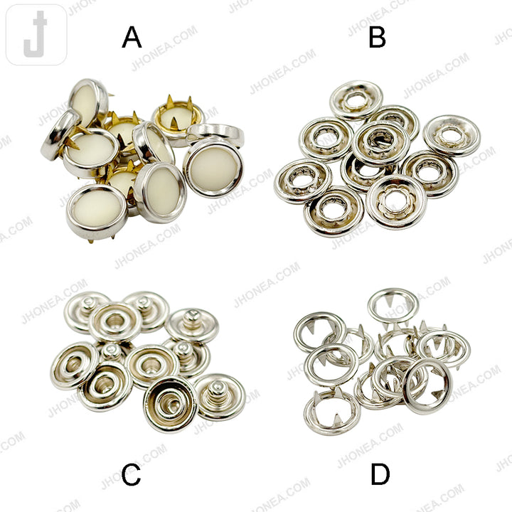 Shiny Finish 12mm Solid Brass 4-Part Prong Snap Fastener Button